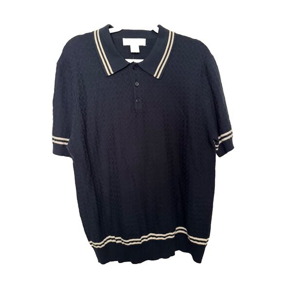 FREDERIK ANDERSON COPENHAGEN Vintage Style Collared Shirt Polo Men’s Size L Navy - Picture 1 of 6